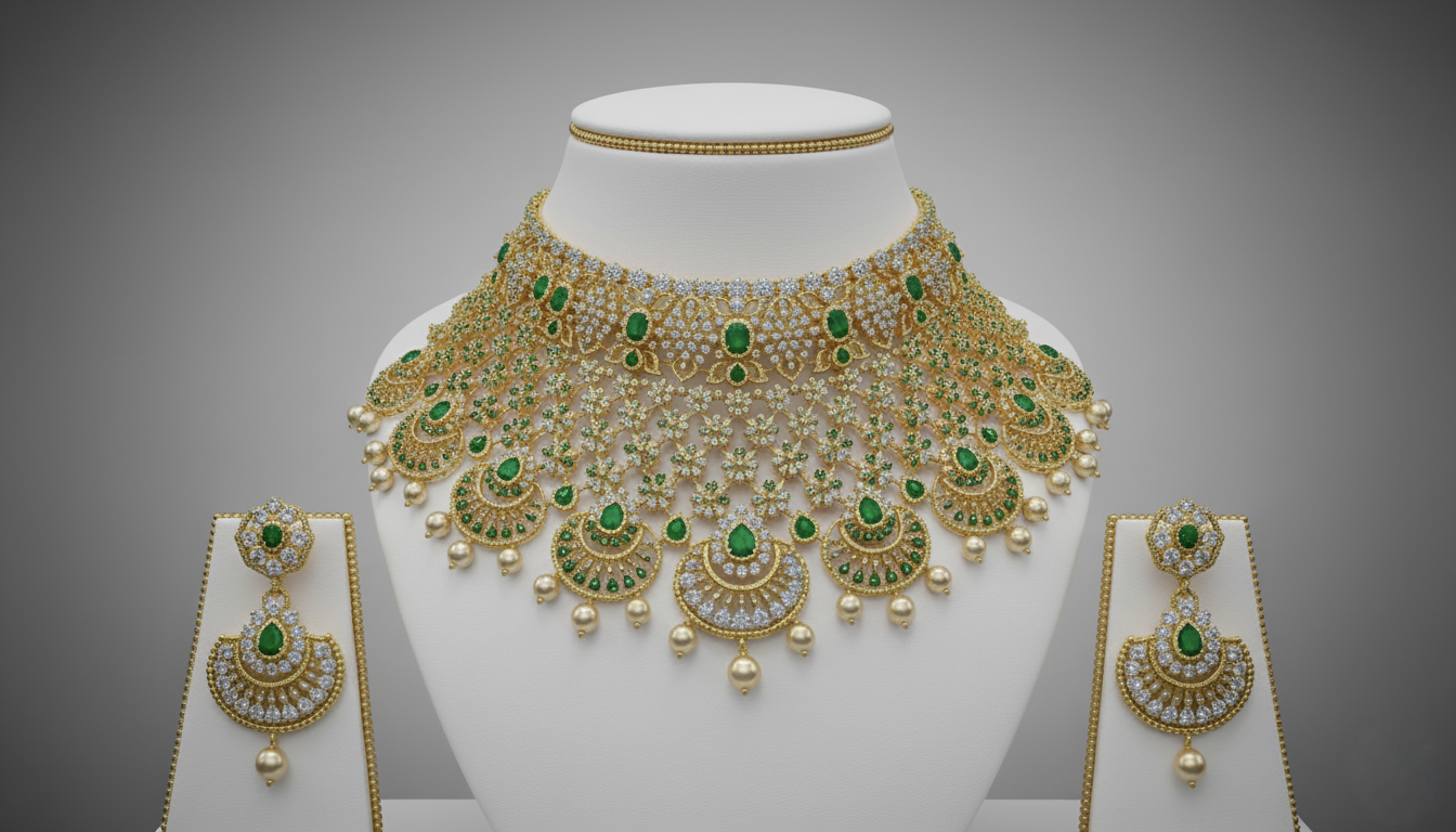 Emerald Grand Cascading Bridal Set
