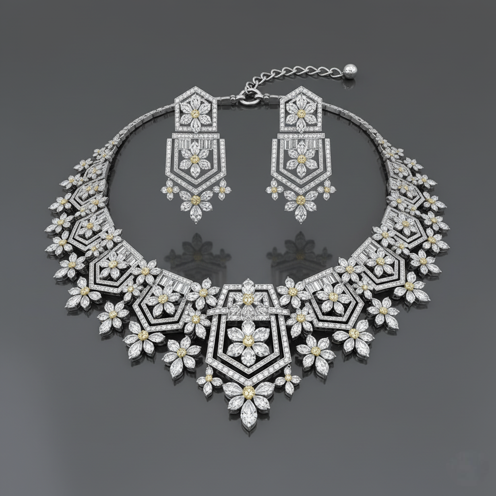 Geometric Floral Elegance Necklace