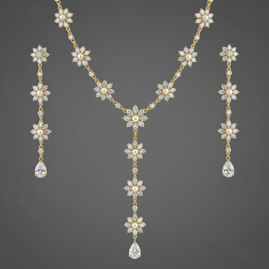 Pearl Daisy Drop Necklace